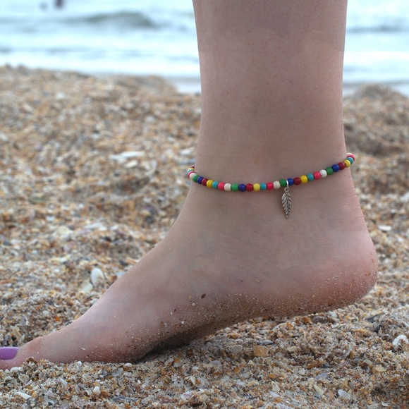 Boho Style Beaded Feather  Anklet - Picture 1 of 5
